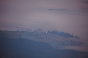 morning mountains in the clouds