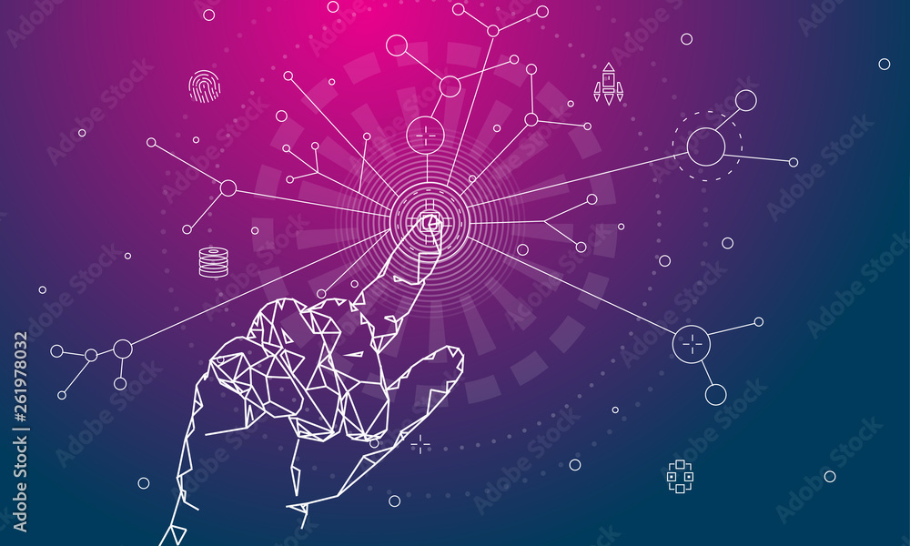 Poster abstract future realistics shape objects. innovations blend systems and technologies in big data. de