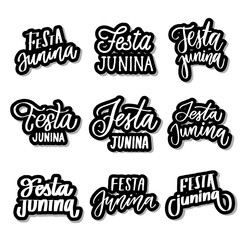 festa junina - set of stickers and labels vector.