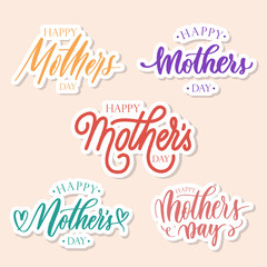 Set of 3 lettering stickers - Happy Mother's day.