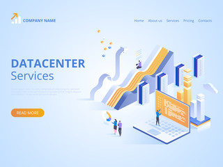 Datacenter Services. Vector isometric illustration for landing page.