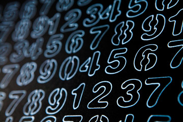 Colorful numbers set. Abstract background. Numbers hand written. 