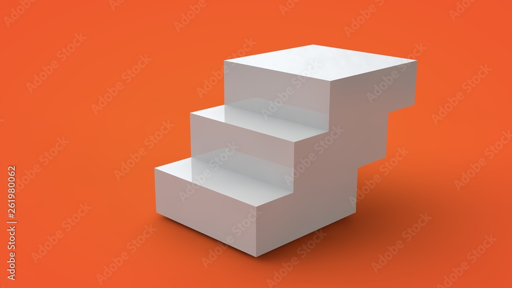 Poster 3d rendering of a white cube isolated on a yellow background. the cube is divided into segments, par