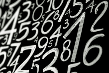 Colorful numbers set. Abstract background. Numbers hand written. 