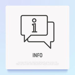 Information sign in speech bubble thin line icon. Modern vector illustration for helpdesk, info button.