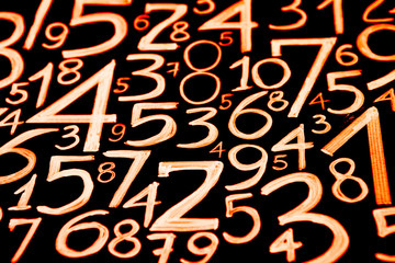 Colorful numbers set. Abstract background. Numbers hand written. 