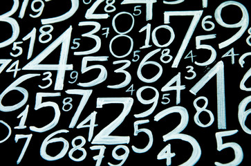 Colorful numbers set. Abstract background. Numbers hand written. 