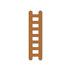 Flat design style vector of wooden ladder icon on white. Colored outlines.