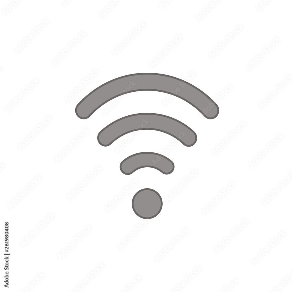 Poster flat design style vector of wifi symbol icon on white. colored outlines.