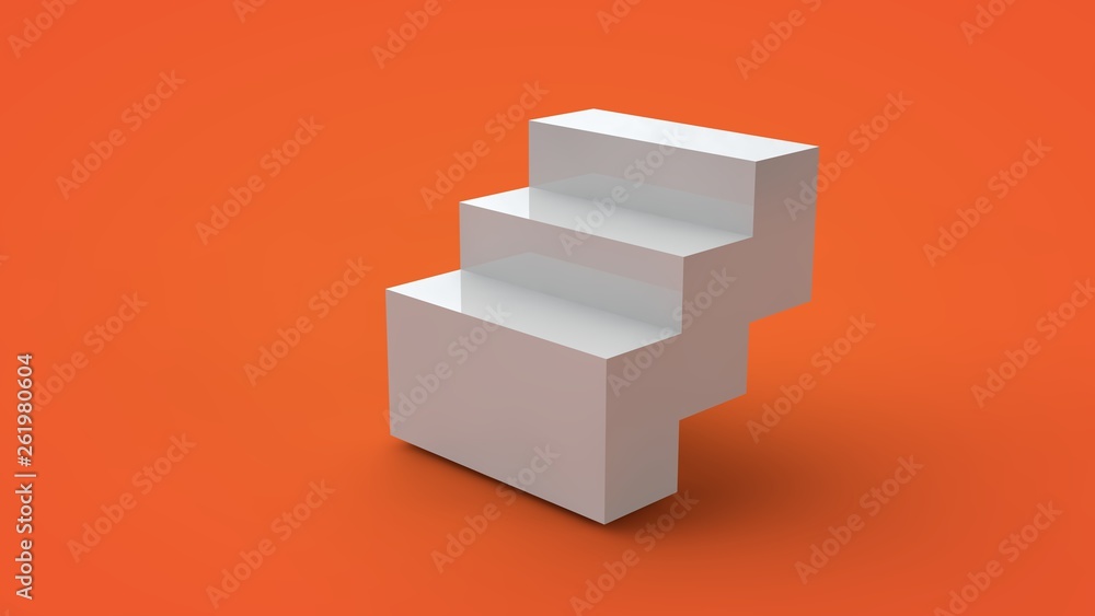 Poster 3d rendering of a white cube isolated on a yellow background. the cube is divided into segments, par
