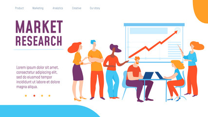 Vector concept market reserch creative business illustration with working people. 