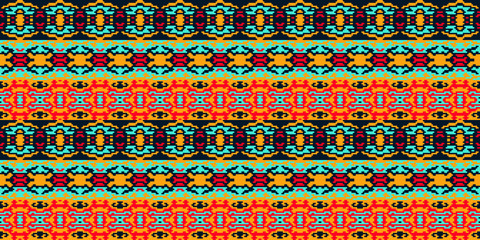 Horizontal seamless pattern winter design. Ethnic textile print. Vector fashion background. - obrazy, fototapety, plakaty