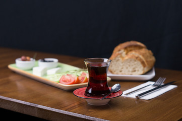 at breakfast, cucumber tomato cheese olive tray