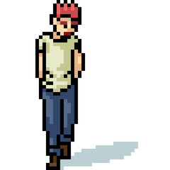 Fototapeta premium vector pixel art boy walk