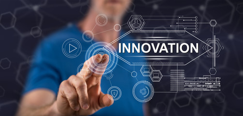 Man touching an innovation concept