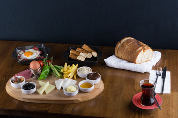 at breakfast, cucumber tomato cheese olive tray