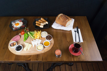 at breakfast, cucumber tomato cheese olive tray