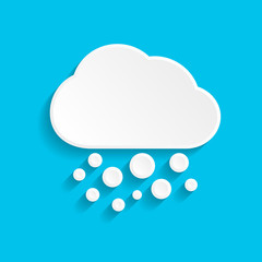 Snow and cloud icon in paper style on blue background