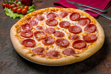 Pepperoni pizza on plate