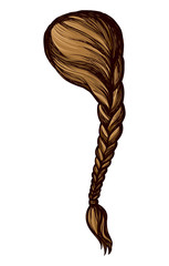 Long braid. Vector drawing