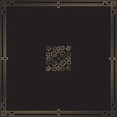 Vector card. Art Deco style. Dark golden geometric frame on black background. Art Deco logotype. Luxury pattern. Minimal design.