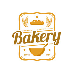 Bakery logo template, vector illustration. Bakery shop emblem, vintage retro style