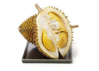 Durian fruit in south east asia, the king of fruits on white background 