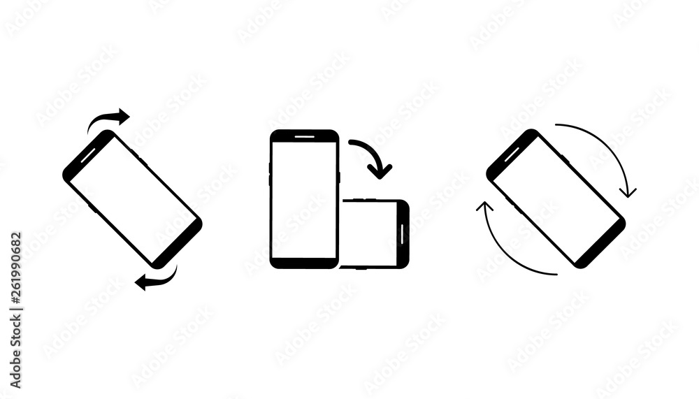 Poster icon set of rotate smartphone. icon set of rotate smartphone. rotate phone, change screen orientatio