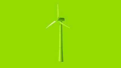 Lime Green Wind Turbine 3d illustration 