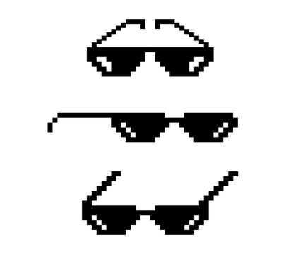 Vector pixel glasses. Art style 8-bit. Design photos and pictures, easy to edit. Vector illustration