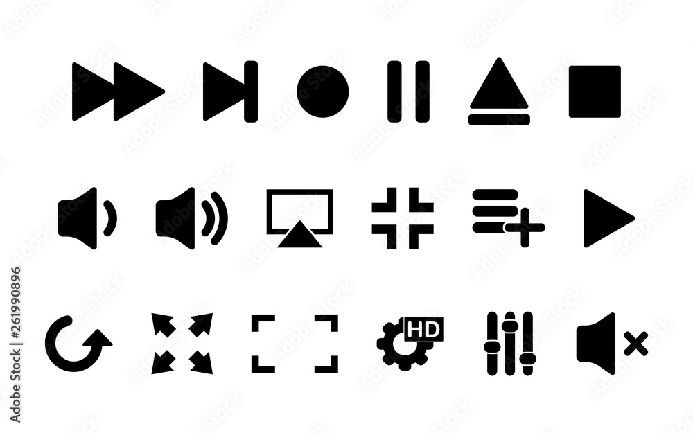 Poster set media player icon. multimedia. player icon isolated. vector illustration
