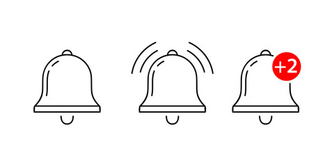 Bells set. New message. Message notification bell vector line icon for incoming inbox