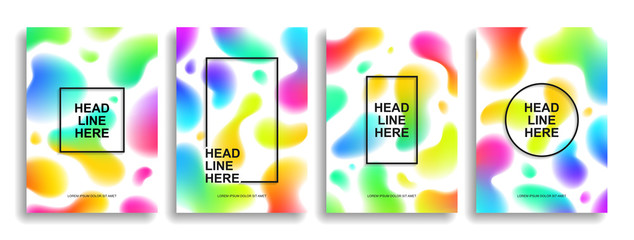 A collection of colorful liquid covers. Wavy shapes with gradient. Modern design. Eps10 vector
