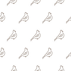 Simple line style birds seamless vector pattern on white background.