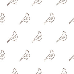 Simple line style birds seamless vector pattern on white background.