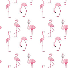 Seamless pattern with Pink Flamingo Hand drawn watercolor