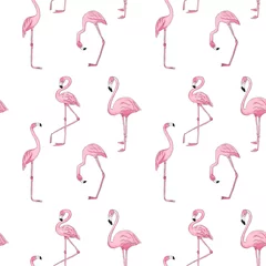 Foto auf Acrylglas Flamingo Seamless pattern with Pink Flamingo Hand drawn watercolor