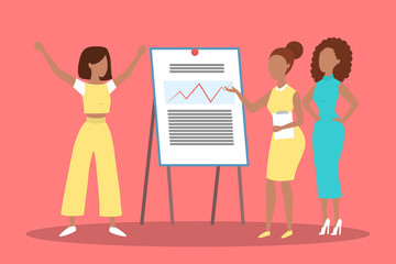 Woman making business presentation in front of group