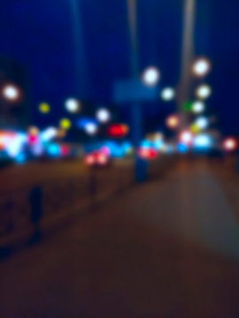 Blurred Image Of The Night City Lights. Abstract Colorful Blurred Background. Blurred Shot Of Colorful Background.