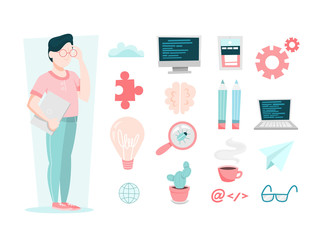 Programming concept. Idea of working on the computer