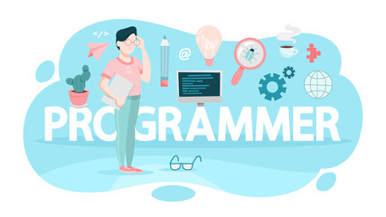 Programming concept. Idea of working on the computer