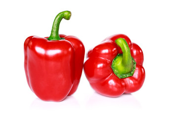 red bell pepper on white background.