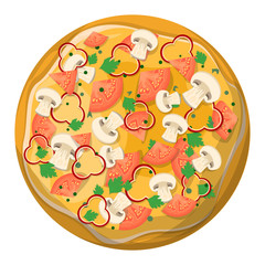 Tasty delicious pizza slice. Italian food. Salami