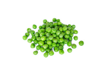 green peas on white background.