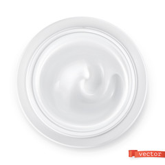 Hygienic cream, top view. 3d realistic vector illustration