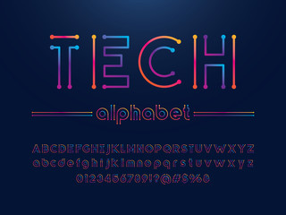 Vector of circuit board font and alphabet design