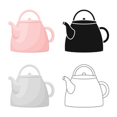 Vector design of teapot  and tea  symbol. Set of teapot  and porcelain stock symbol for web.