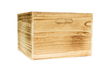 Fototapeta premium wooden box empty on white background.