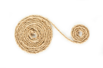rope coil roll on white background.