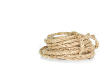 rope coil roll on white background.